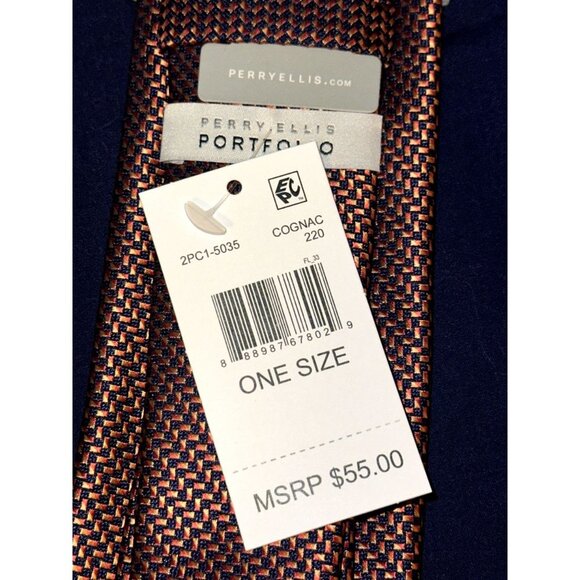 Perry Ellis Men's Harding Micro Tie, Cognac, NWT - Picture 5 of 6